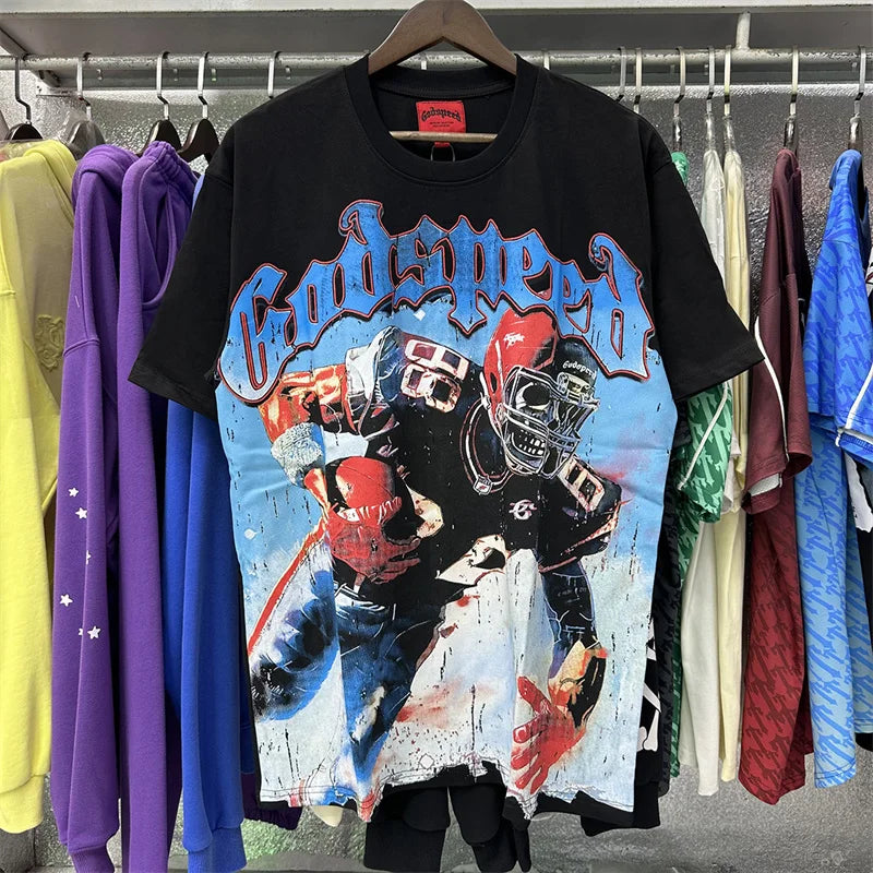 Godspeed Rugby Print Pure Cotton Casual Short Sleeved Shirt