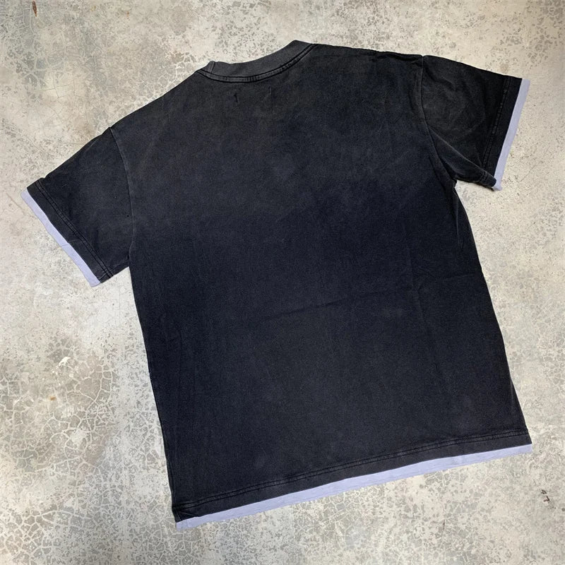 VALE2025 Retro Washed Pattern Printed Fashion T-shirt