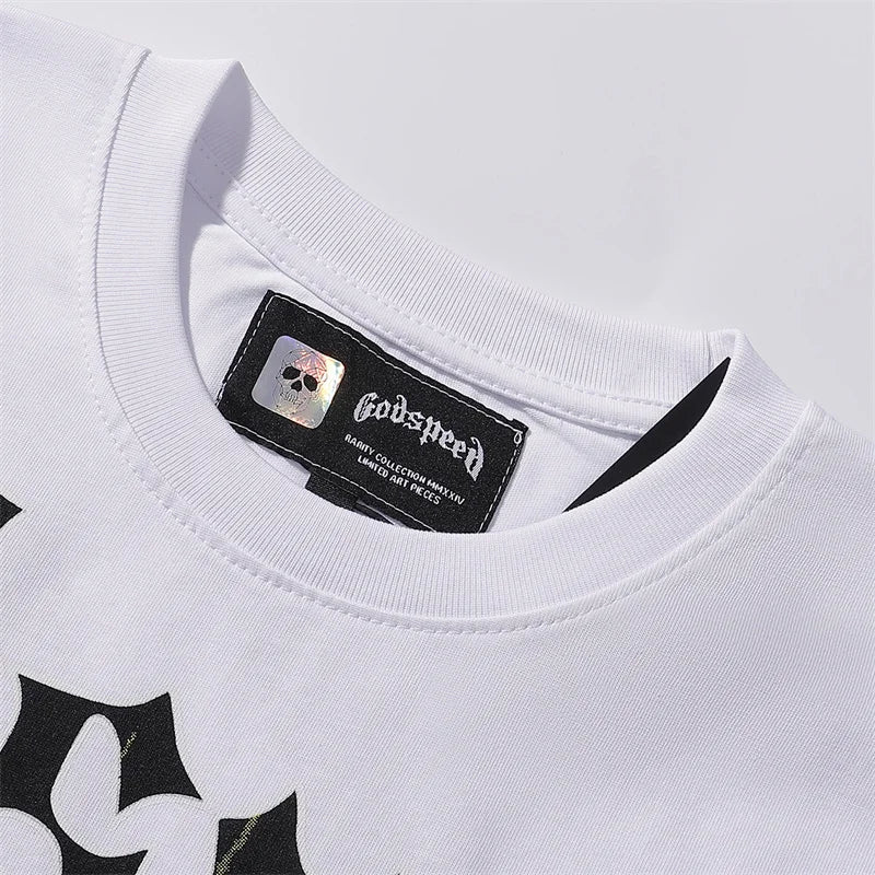 Godspeed Skeleton Landscape Printed Cotton Casual Short Sleeved T-shirt For Men And Women