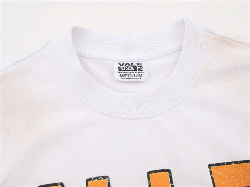 Vale Pure Cotton Baseball Printed Distressed t-Shirt