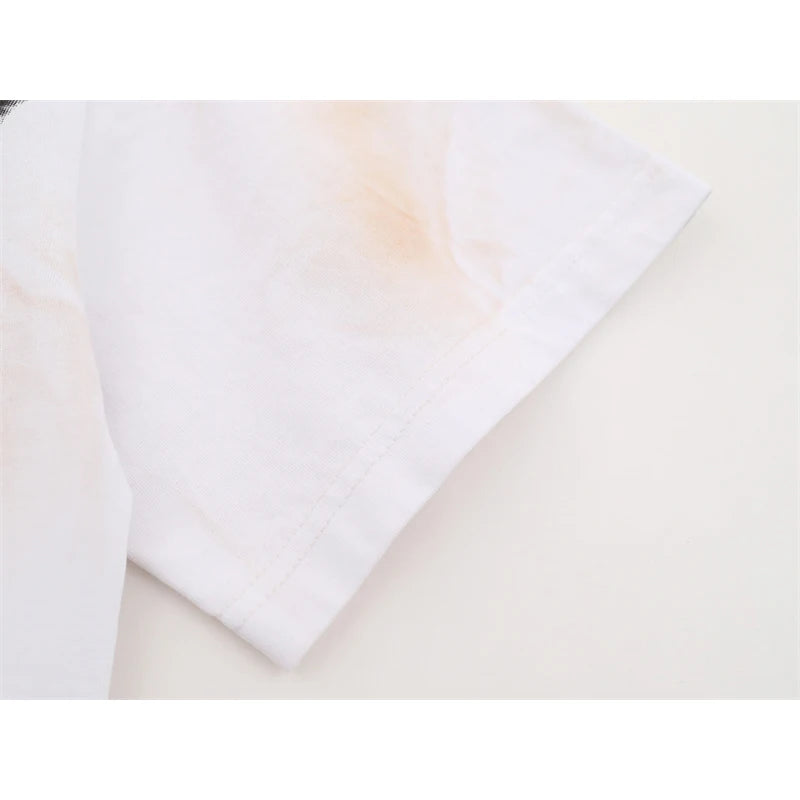 Vale Pure Cotton Baseball Printed Distressed t-Shirt