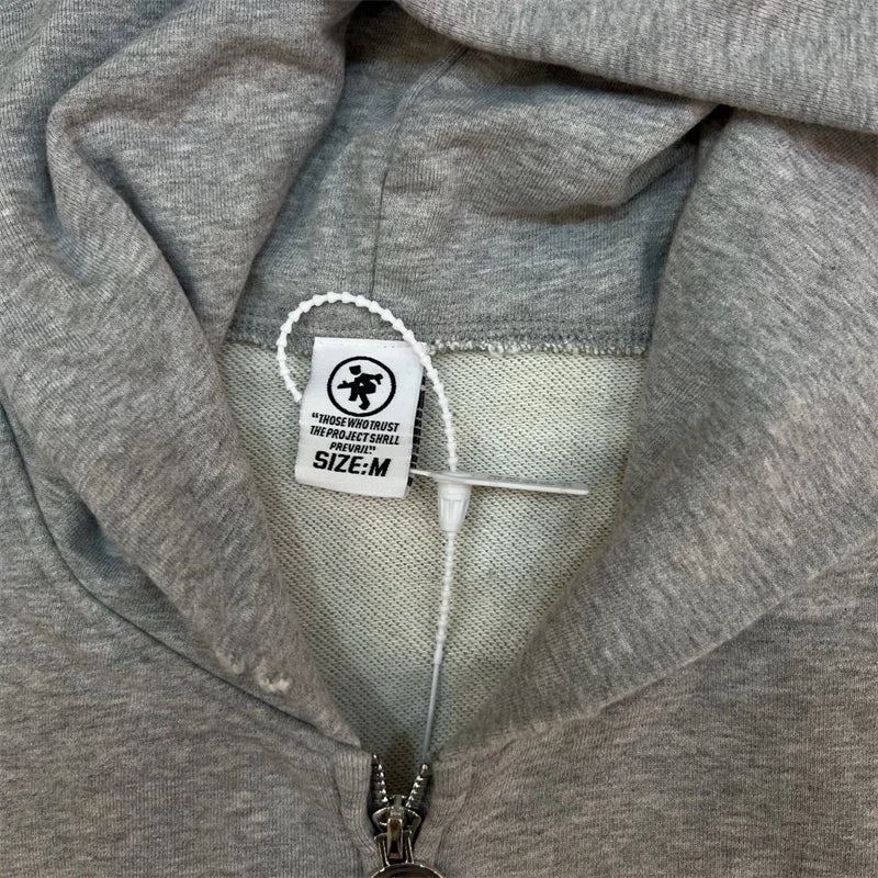 Project Zipper Splicing Cotton Grey Hoodie