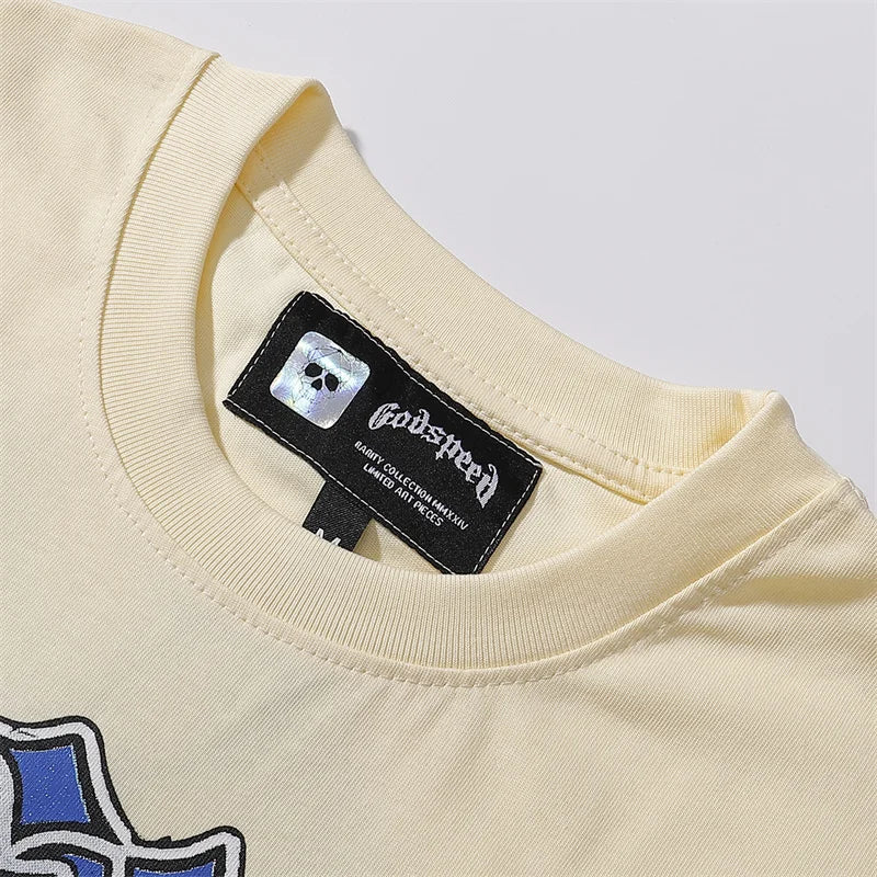 Godspeed Skeleton City Reflection Printed Cotton Casual Short sleeved T-shirt