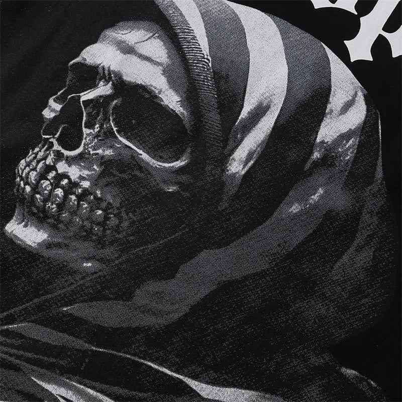 Godspeed Skeleton Printed Cotton Black Casual Short Sleeve