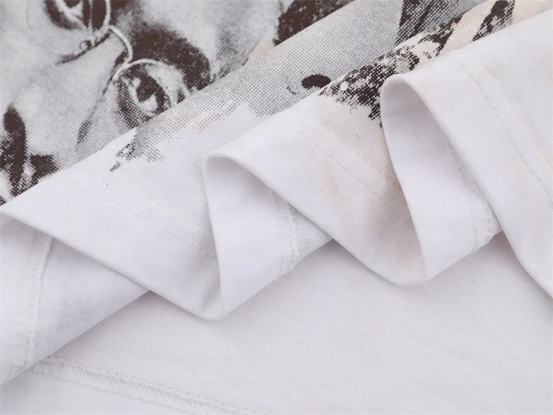 VALE2025 Pictorial Pattern White Mud Print Fashion T-shirt