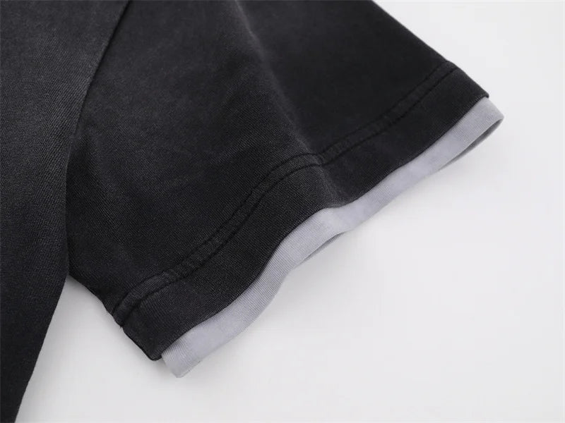 VALE2025 Retro Washed Pattern Printed Fashion T-shirt