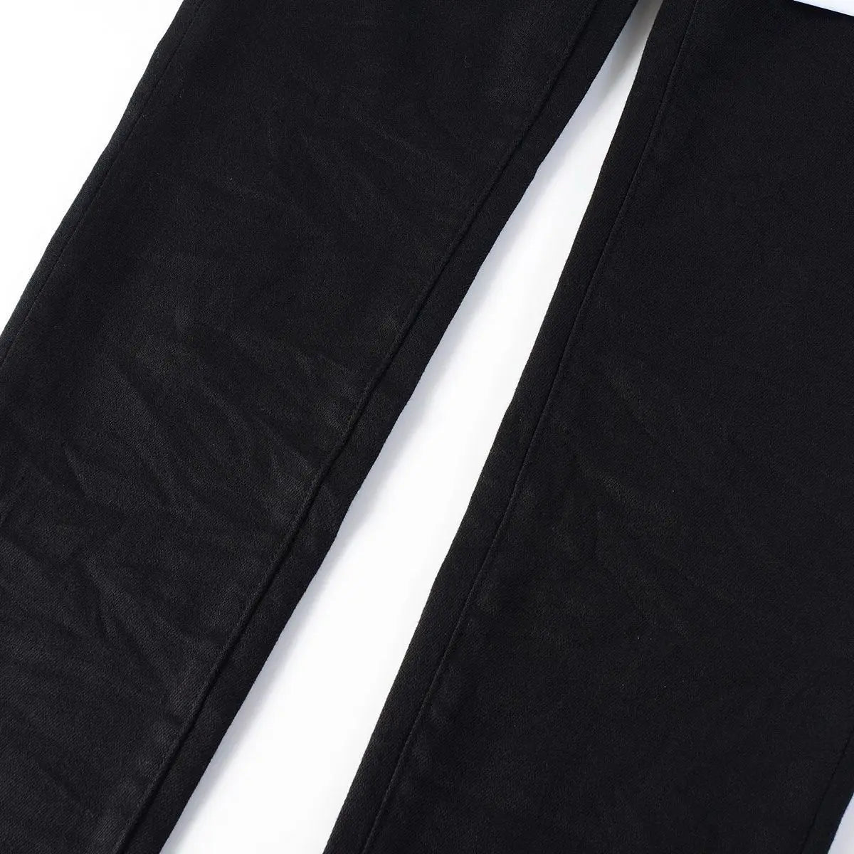 Purple black MEN JEANS slim fit trousers, fashion classic denim bottoms with ripped design