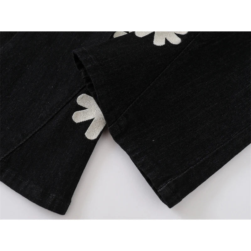 LOST High Quality Trendy Simple Embroidery Fashion Cowboy Casual Pants