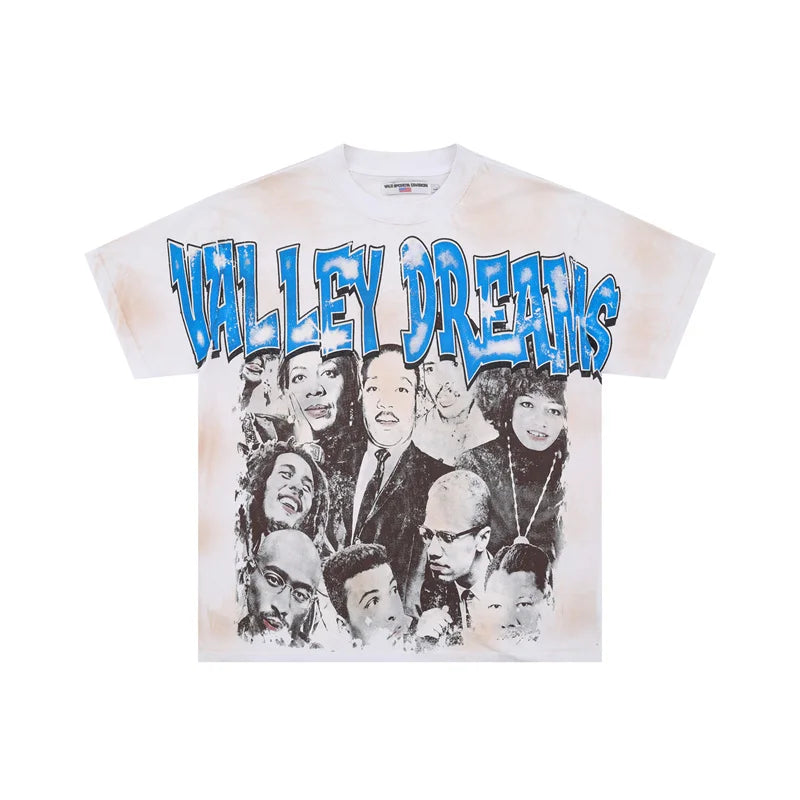 VALE2025 Pictorial Pattern White Mud Print Fashion T-shirt