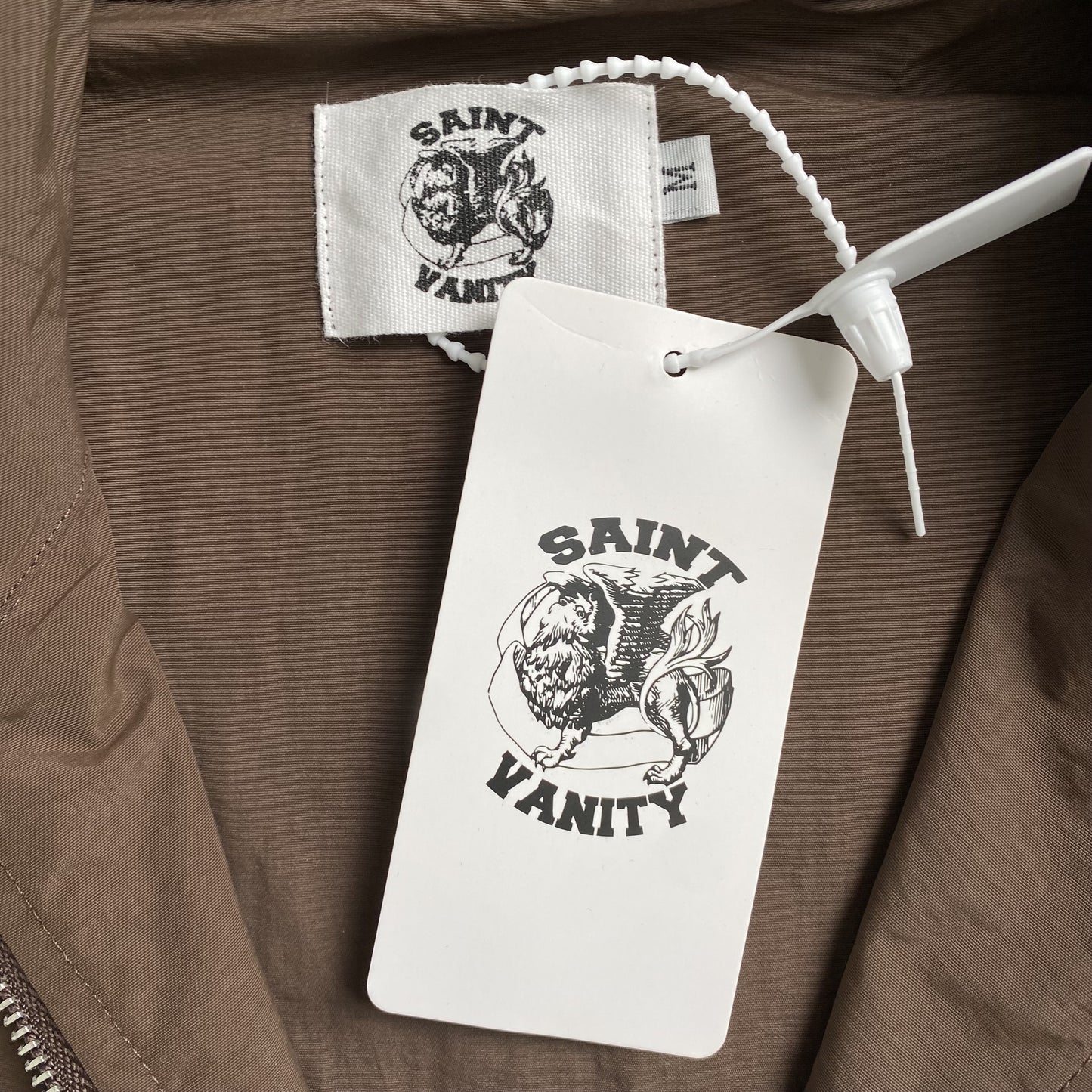 Saint Vanity Nylon Short Sleeve Zip Up Hoodie Brown