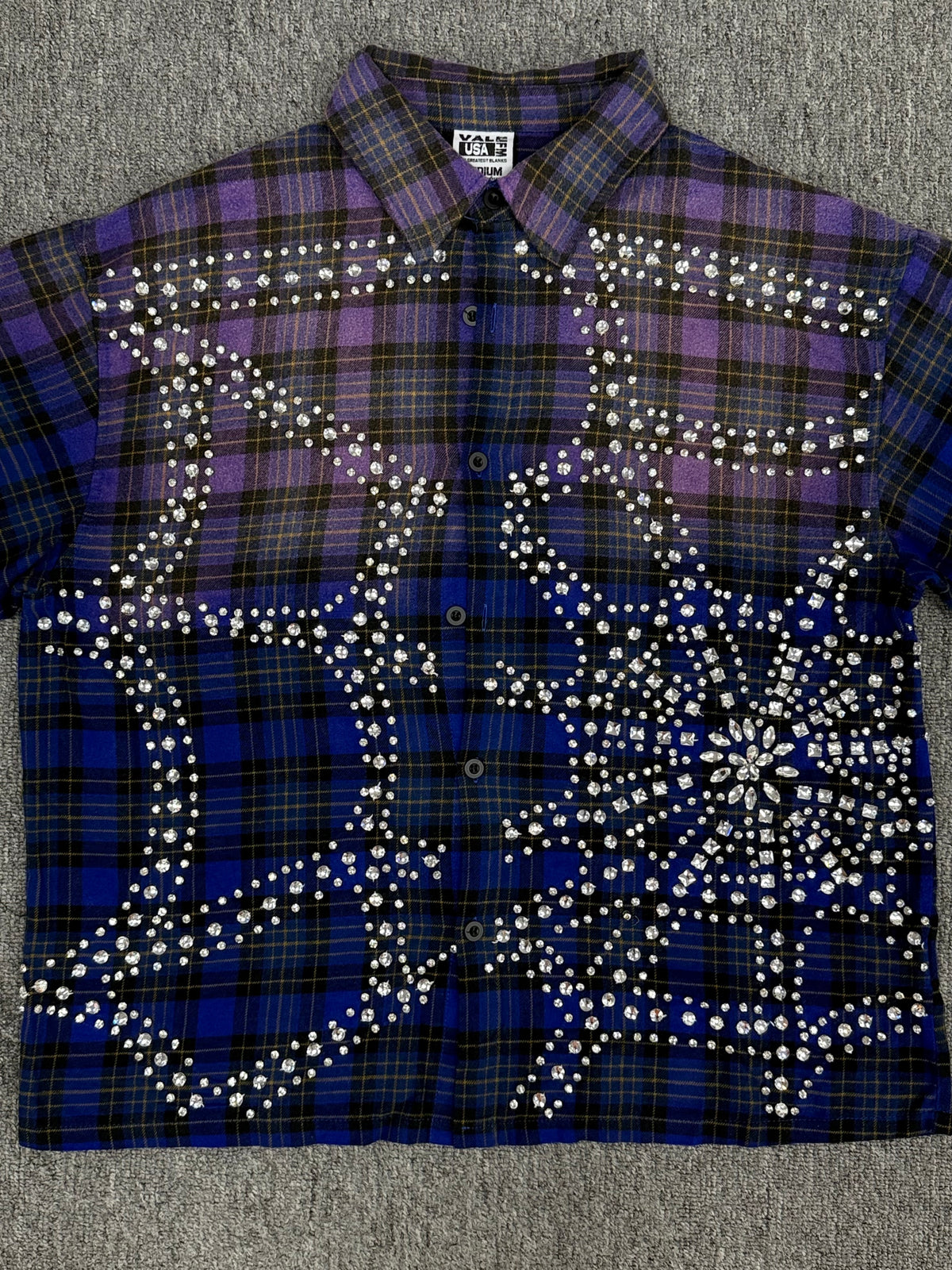 Vale Forever Rhinestone Plaid Flannel Blue/Black