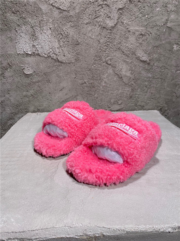 Balenciaga pink furry slides