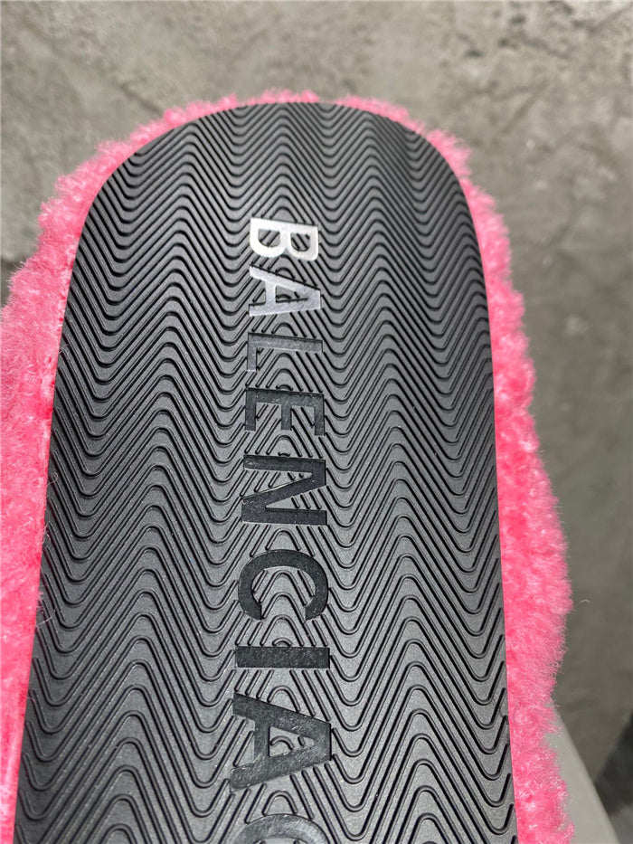 Balenciaga pink furry slides