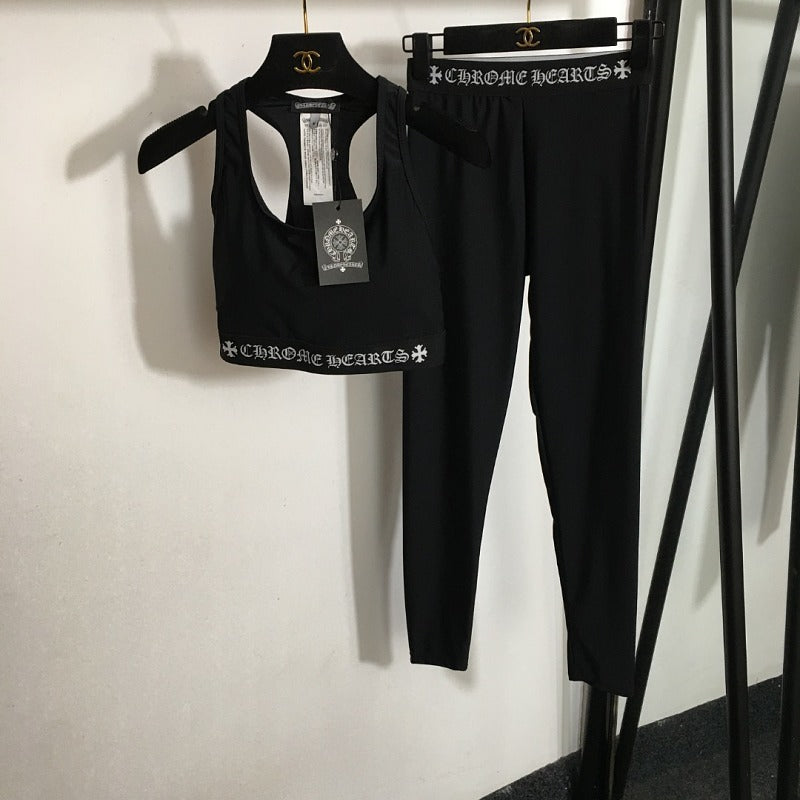 Chrome Hearts Women's Pink and Black Leggings set