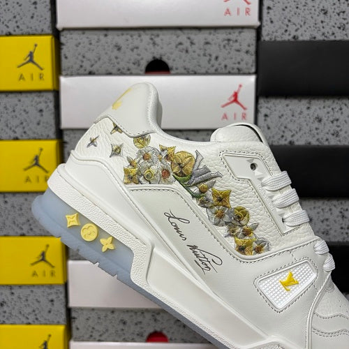 Louis Vuitton Floral Embroidered Trainer Sneakers