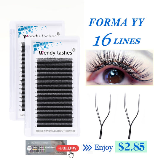 16 Lines YY Shape Eyelash Extensions Wendy Design Two Tip Eyelashes Brazilian Volume Fan Lash Supplies Mesh Black Lashes Mix8-15